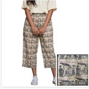 Vintage ARIA A 100% Silk Pants Ukiyo-E Asian Print Mid-Century Kimono Fabric L